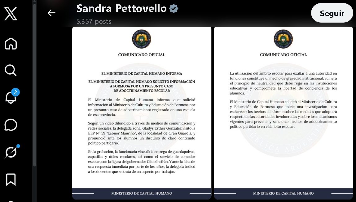 Nación investiga presunto adoctrinamiento escolar en Formosa