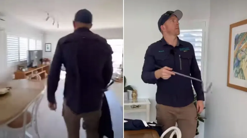 Quiso encender el aire acondicionado y encontró una serpiente gigante escondida en su casa