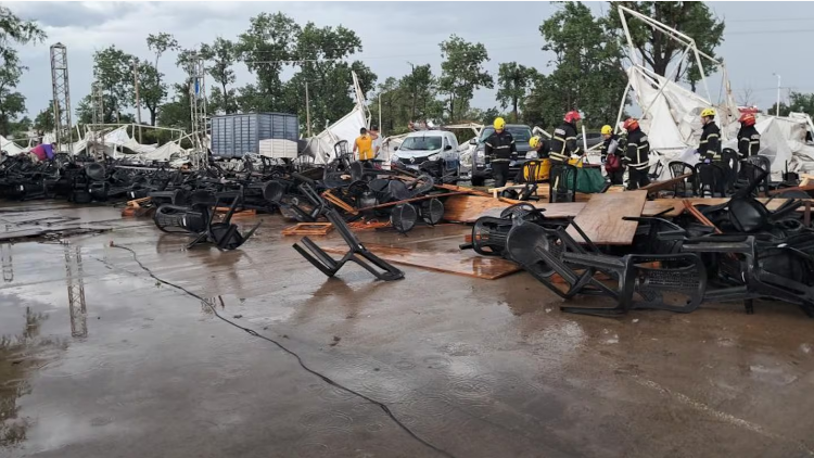 Tormenta en Bragado: el viento voló la carpa de una fiesta de egresados y ocho personas resultaron heridas